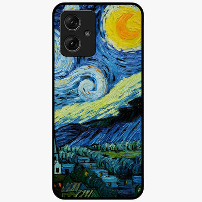 Van Gogh Art Glass Case showing flat back view with classic painterly artwork inspired by Van Gogh style and glossy glass finish.