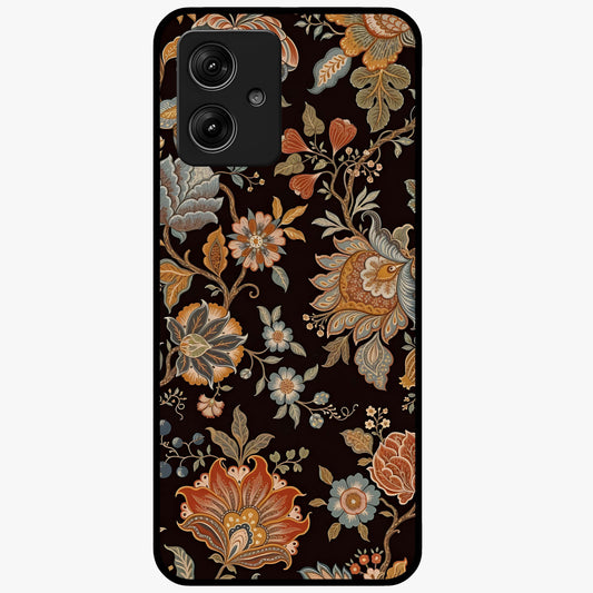 Vintage Floral Dream Glass Case showing flat back view with classic floral artwork and glossy glass finish.