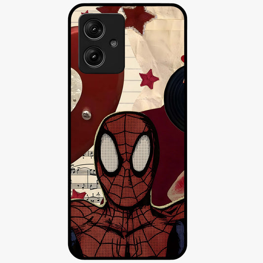 Web Warrior Vibes Glass Case showing flat back view with superhero inspired web themed artwork and glossy glass finish.