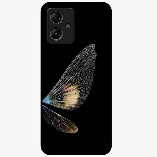 Whispers Of Wings Glass Case showing flat back view with graceful wing inspired artwork and glossy glass finish.