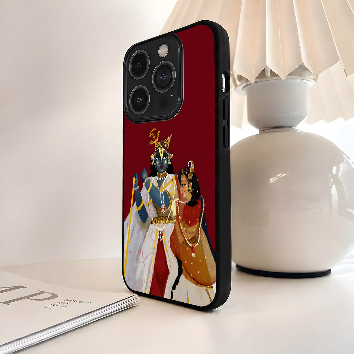 Artistic Radha Krishna Glass Case