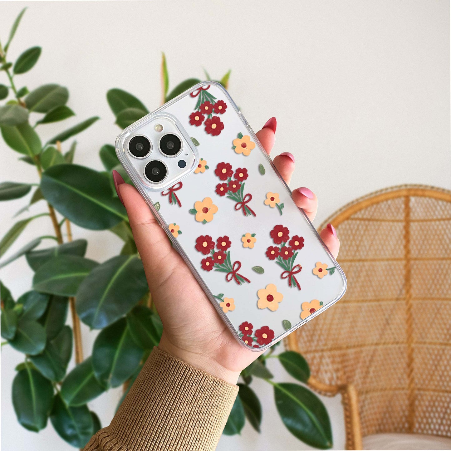 Scarlet Bloom Flower Clear Silicon Cover