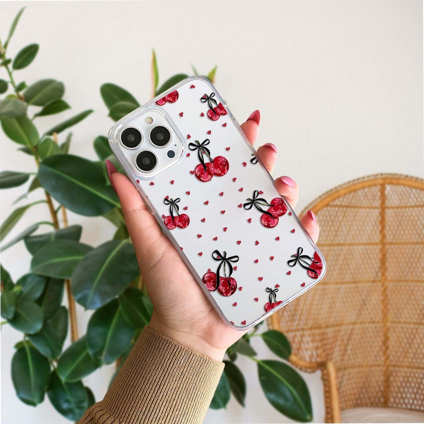 Sweet Cherry Hearts Clear Silicon Cover