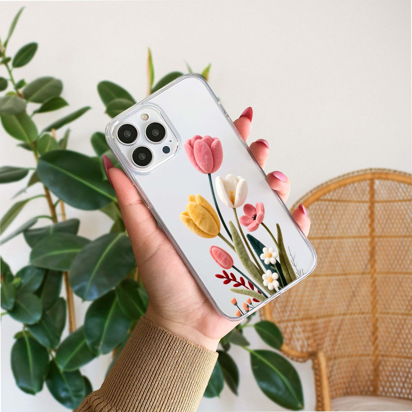Velvet Tulip flower Clear Silicon Cover