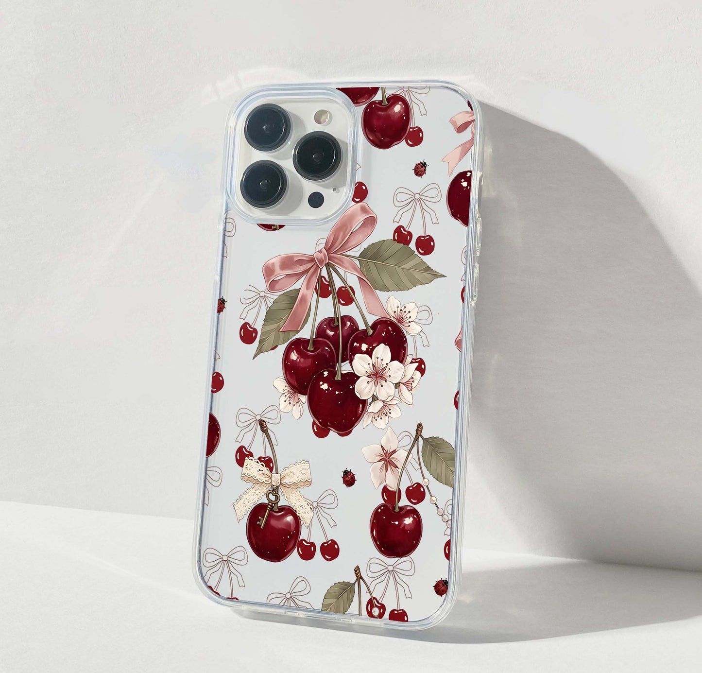Cherry Ribbon Bloom Clear Silicon Cover