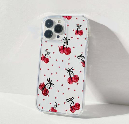 Sweet Cherry Hearts Clear Silicon Cover