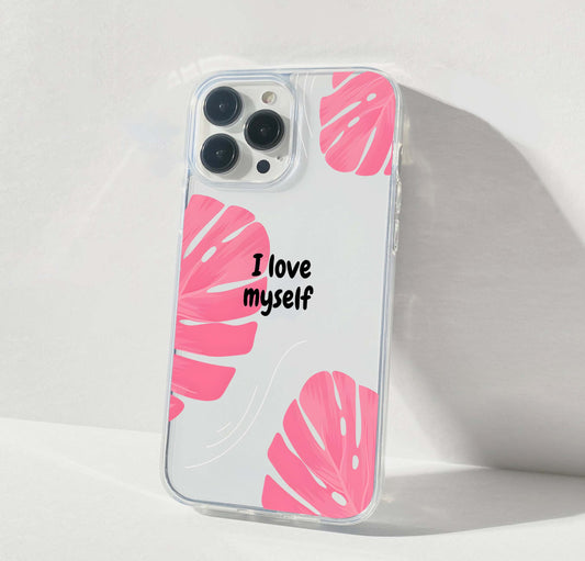 Pink Leaf Love Clear Silicon Cover