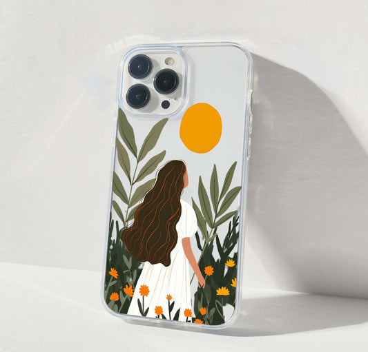 Golden Meadow Girl Clear Silicon Cover
