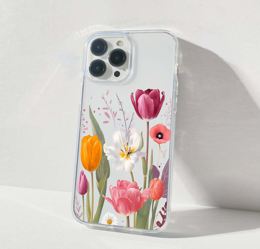 Pastel Tulip Garden Clear Silicon Cover