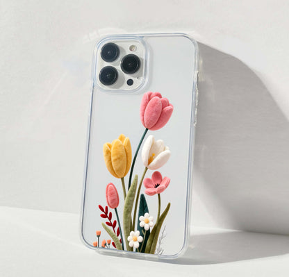 Velvet Tulip flower Clear Silicon Cover