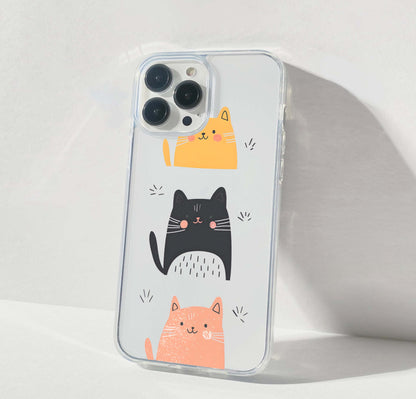 Happy Cat Trio Clear Silicon Cover