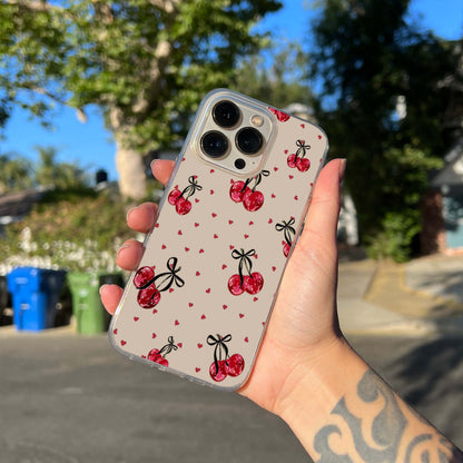 Sweet Cherry Hearts Clear Silicon Cover