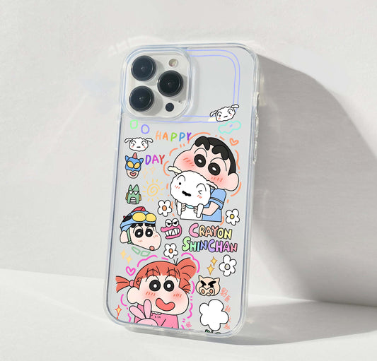 Cute Shinchan Stickers Clear Silicon Cover