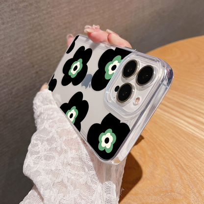 Black Lovely Flower Pattern Clear Silicon Cover