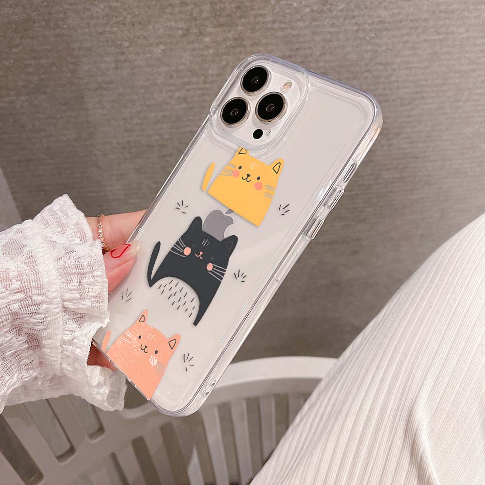 Happy Cat Trio Clear Silicon Cover