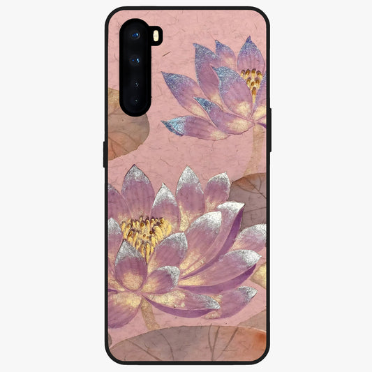 Blossom Mist Lotus Glass Case showing flat back view with serene lotus blossom artwork and glossy glass finish.