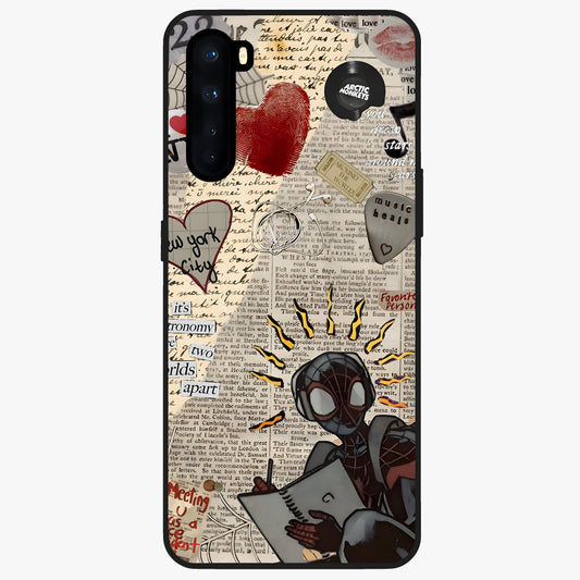 City Dream Sketch Glass Case showing flat back view with artistic city skyline sketch artwork and glossy glass finish.