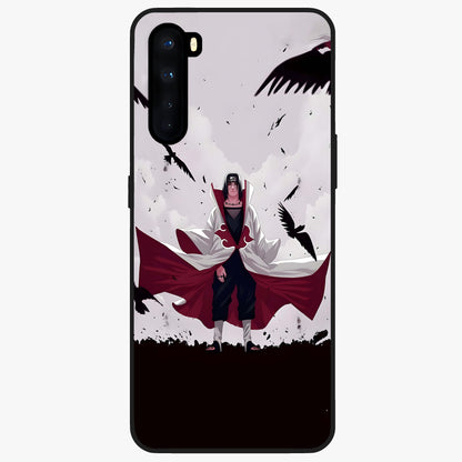 Crimson Crow Ascension Glass Case showing flat back view with mystical crow artwork and glossy glass finish.