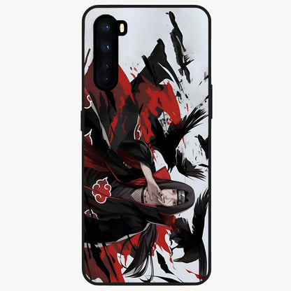 Crimson Crow Illusion Glass Case showing flat back view with artistic crow illusion artwork and glossy glass finish.