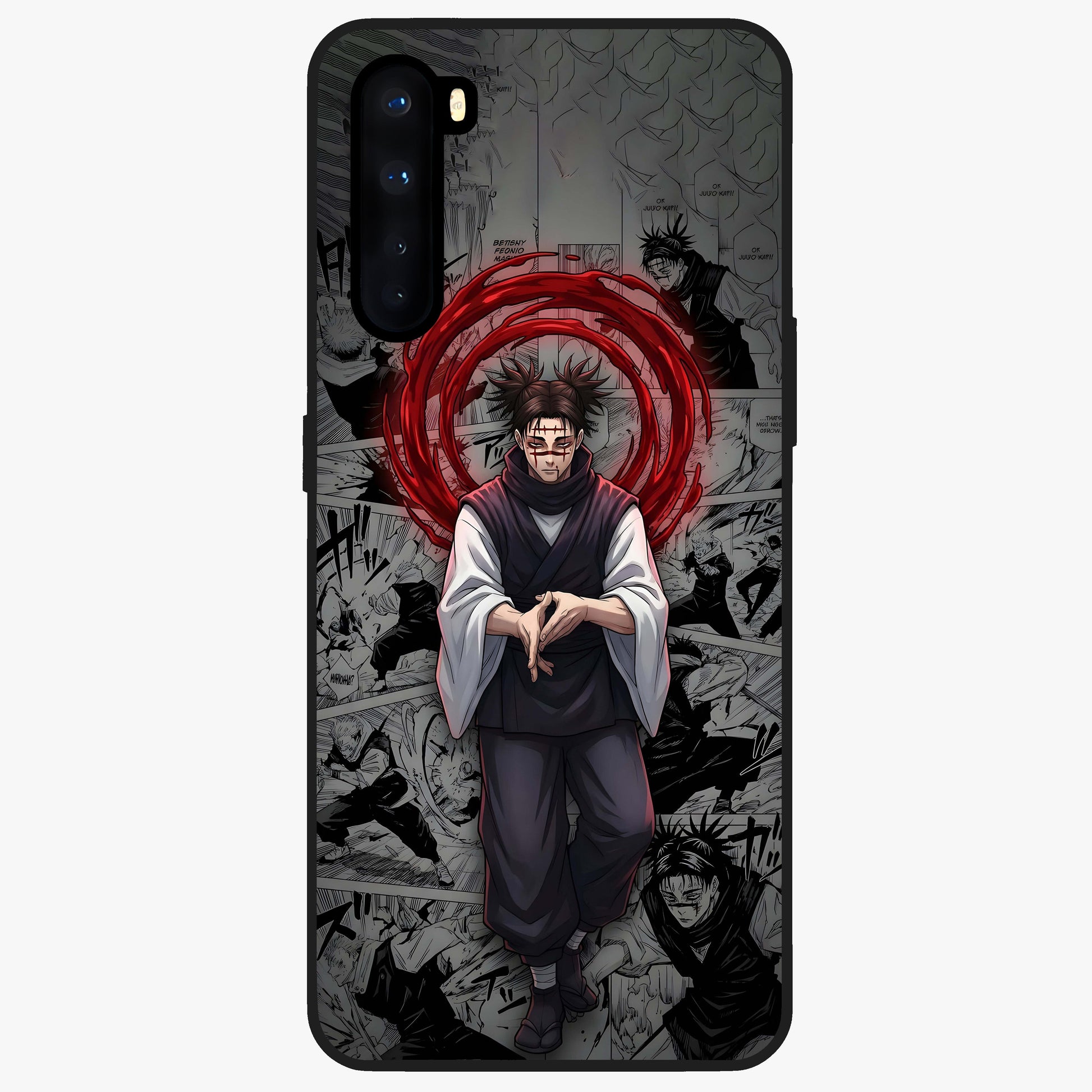 Cursed Ritual Ascension Glass Case showing flat back view with dark ritual themed artwork and glossy glass finish.