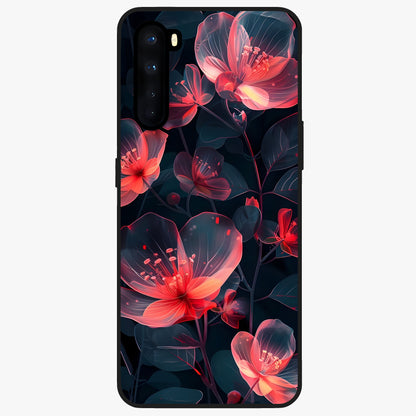 Dark Shade of Flower Glass Case showing flat back view with elegant dark floral artwork and glossy glass finish.