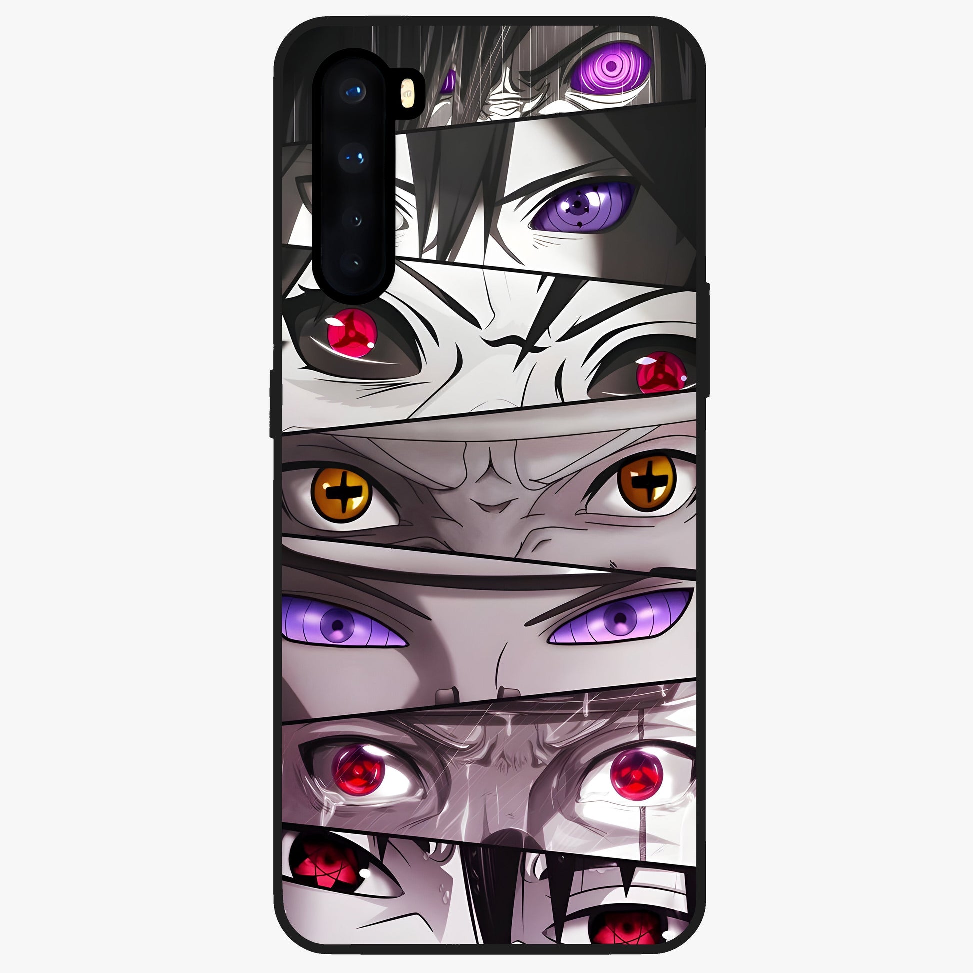 Eyes of Destiny Glass Case showing flat back view with striking eye themed artwork and glossy glass finish.