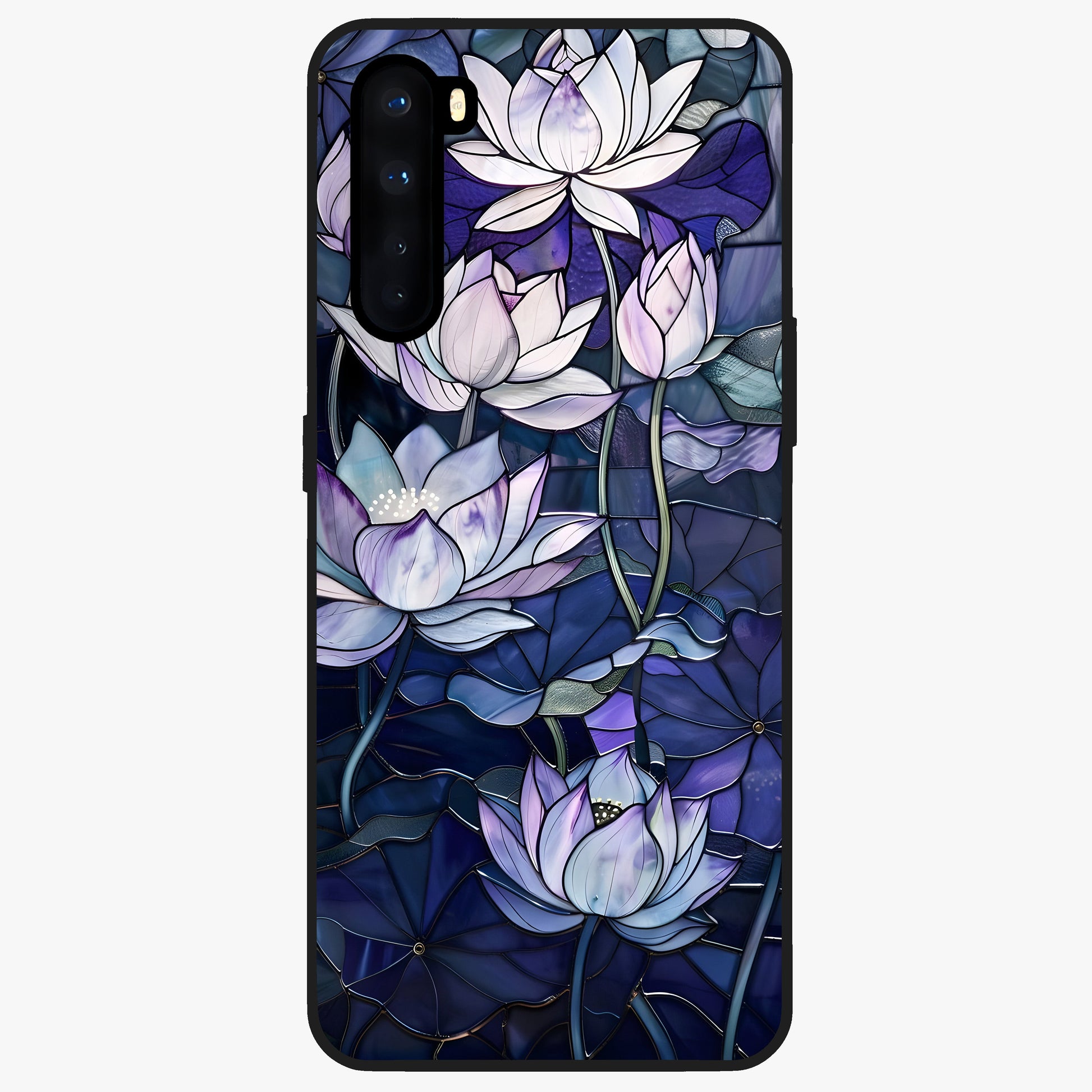 Gloss Petal Rush Glass Case showing flat back view with glossy flower petal artwork and smooth glass finish.
