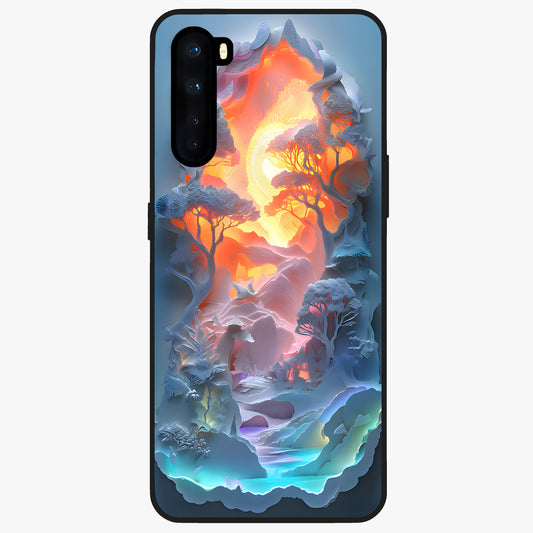Glow Forest Portal Glass Case showing flat back view with glowing forest portal artwork and glossy glass finish.