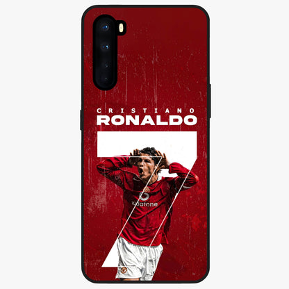 Goal Celebration Legacy Glass Case showing flat back view with football celebration inspired artwork and glossy glass finish.
