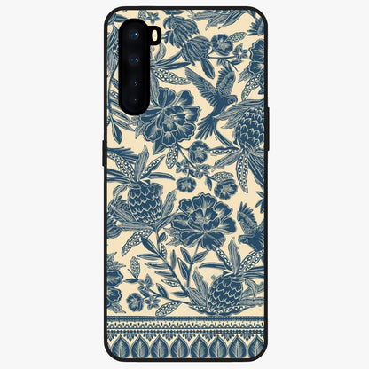 Heirloom Wild Bloom Glass Case showing flat back view with vintage inspired wild flower artwork and glossy glass finish.