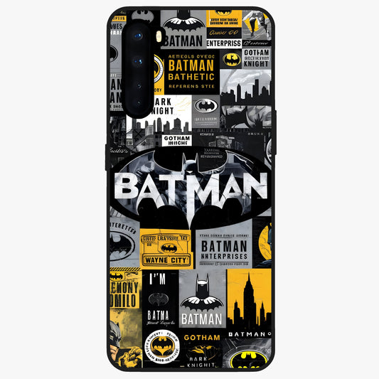 Knight Gotham Rise Glass Case showing flat back view with dark hero inspired artwork and glossy glass finish.