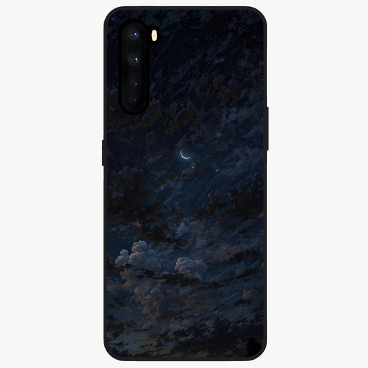Lunar Veil Silence Glass Case showing flat back view with mystical moon veil artwork and glossy glass finish.