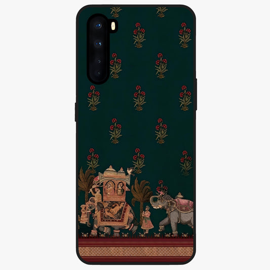Macmerise Glass Case showing flat back view with stylish modern artwork and glossy glass finish.