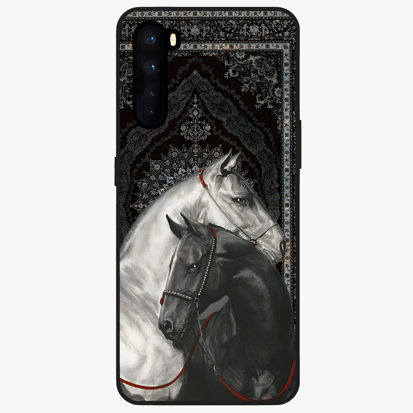 Majestic Ride Legacy Glass Case showing flat back view with powerful automotive inspired artwork and glossy glass finish.