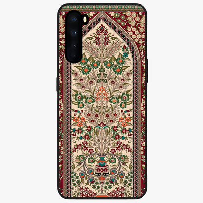 Persian Inspired Glass Case showing flat back view with ornate Persian style pattern artwork and glossy glass finish.