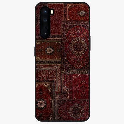 Persian Velvet Tale Glass Case showing flat back view with luxurious Persian velvet pattern artwork and glossy glass finish.