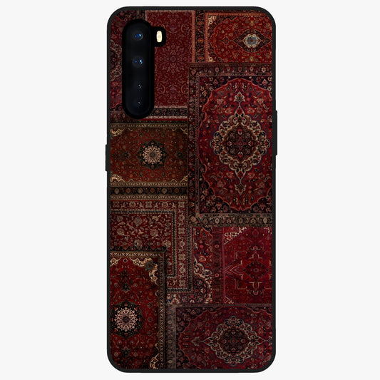 Persian Velvet Tale Glass Case showing flat back view with luxurious Persian velvet pattern artwork and glossy glass finish.