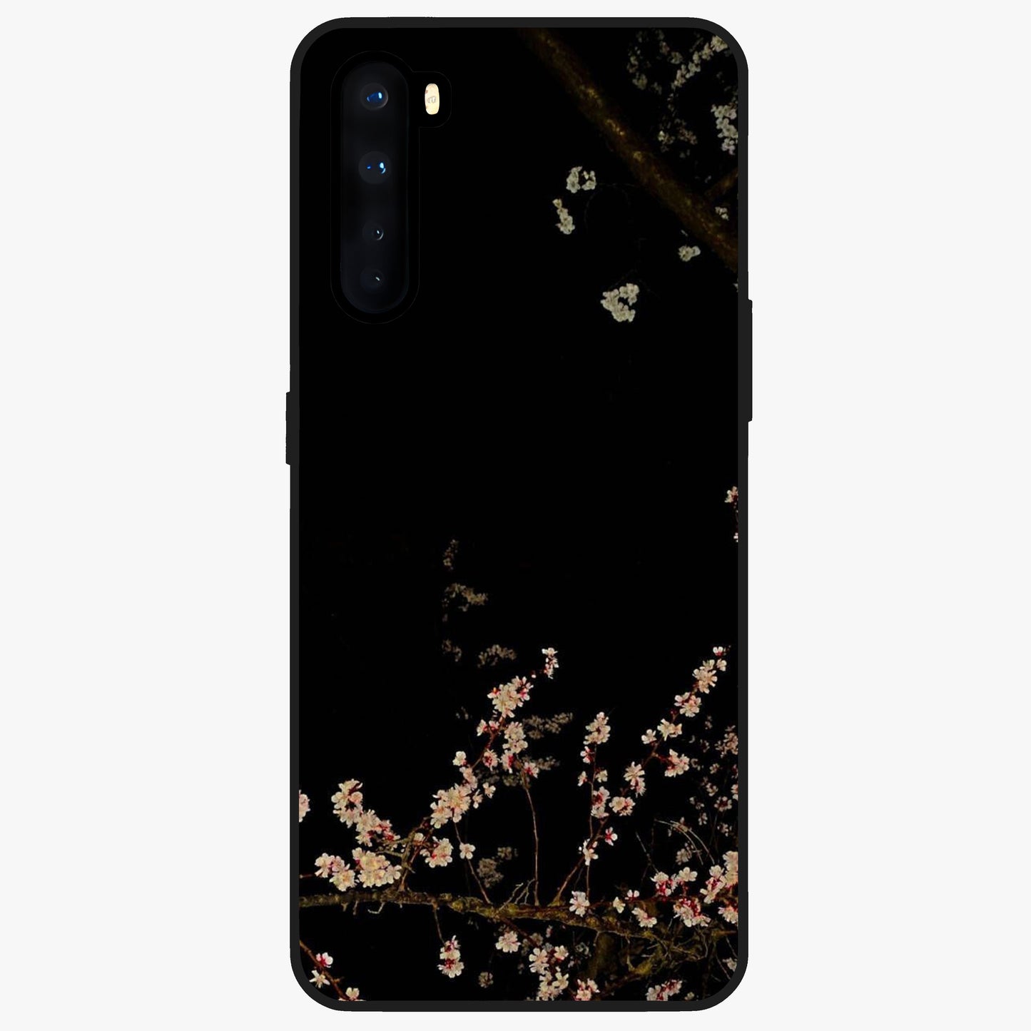 Petal Moon Light With Custom Name Glass Case showing flat back view with floral moonlight artwork and personalized name design.