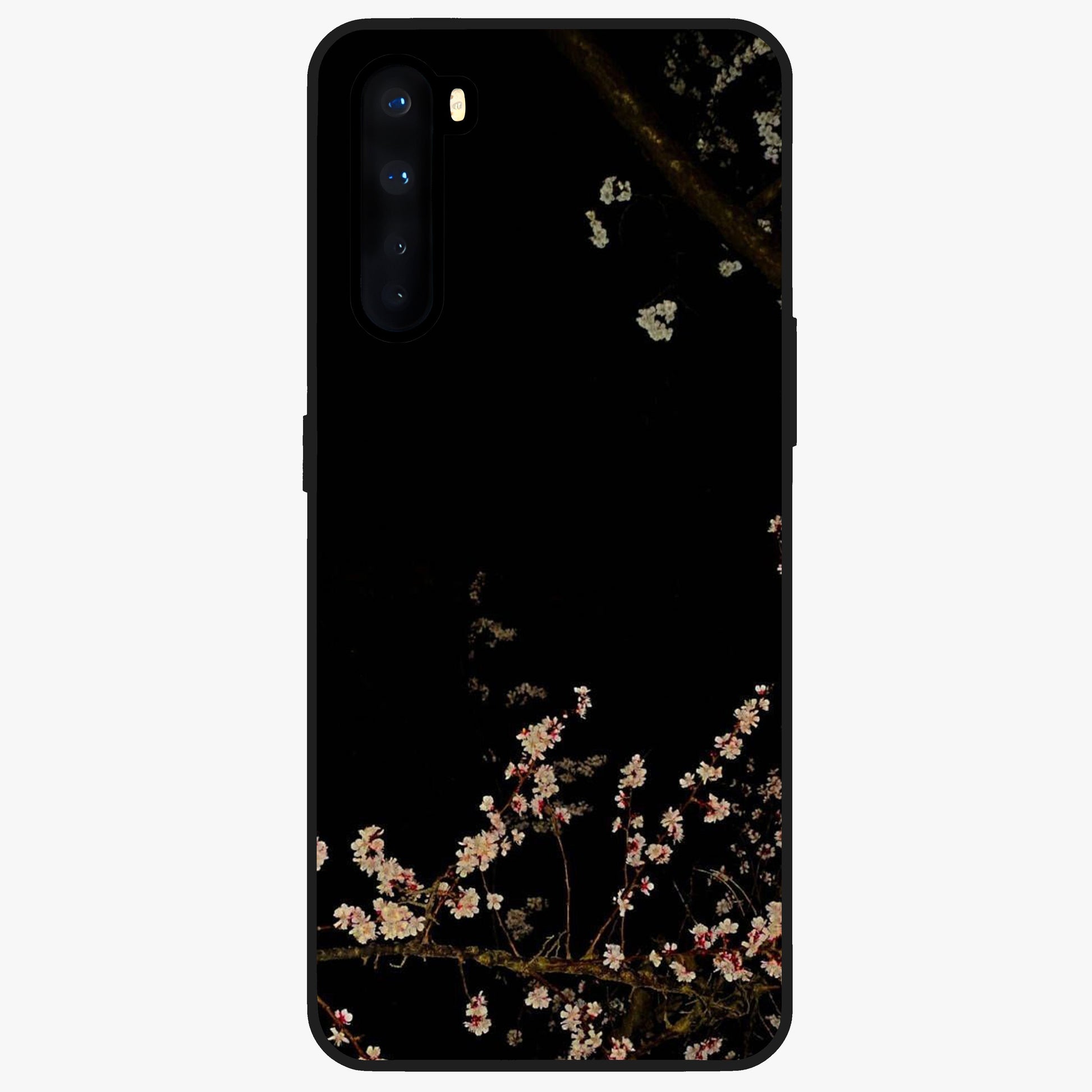 Petal Moon Light With Custom Name Glass Case showing flat back view with floral moonlight artwork and personalized name design.