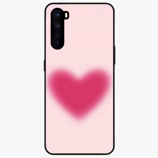 Pink Aura Heart Glass Case showing flat back view with glowing heart artwork and glossy glass finish.