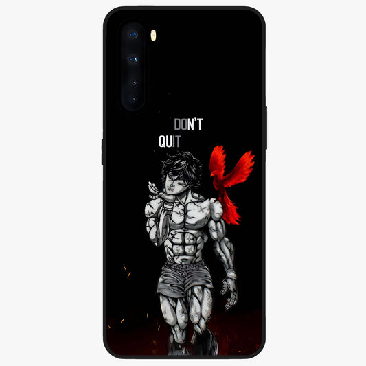 Rise Beyond Limits Glass Case showing flat back view with motivational typography artwork and glossy glass finish.