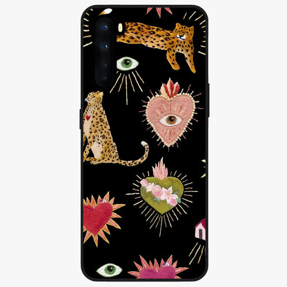 Sacred Jungle Heart Glass Case showing flat back view with jungle inspired heart artwork and glossy glass finish.