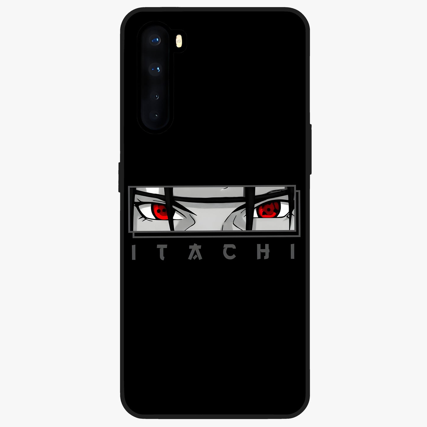 Scarlet Gaze Dominance Glass Case showing flat back view with striking red themed artwork and glossy glass finish.