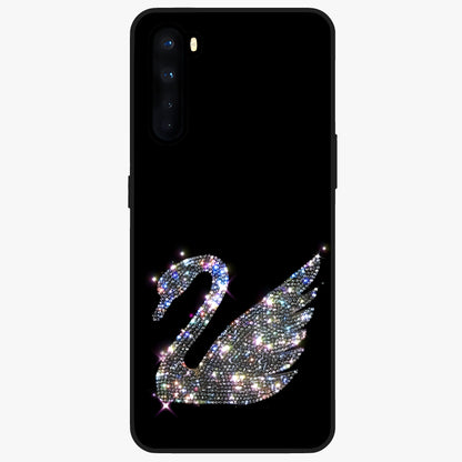 Starlit Swan Grace Glass Case showing flat back view with graceful swan artwork under starry sky and glossy glass finish.