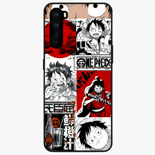 Strawhat Chaos Panels Glass Case showing flat back view with anime inspired chaos panel artwork and glossy glass finish.
