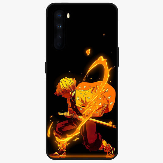 Thunder Flame Execution Glass Case showing flat back view with powerful flame and lightning artwork and glossy glass finish.