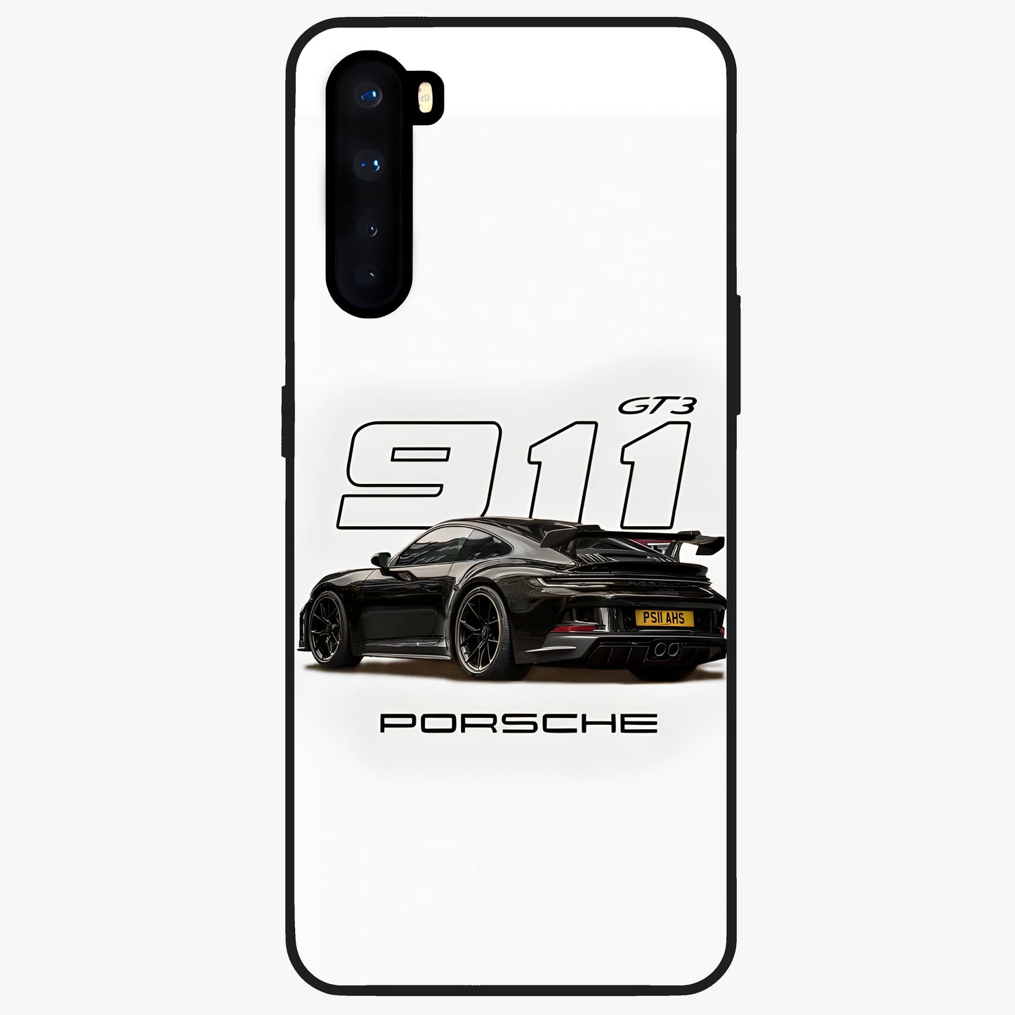 Turbo Legacy Icon Glass Case showing flat back view with iconic sports car inspired artwork and glossy glass finish.