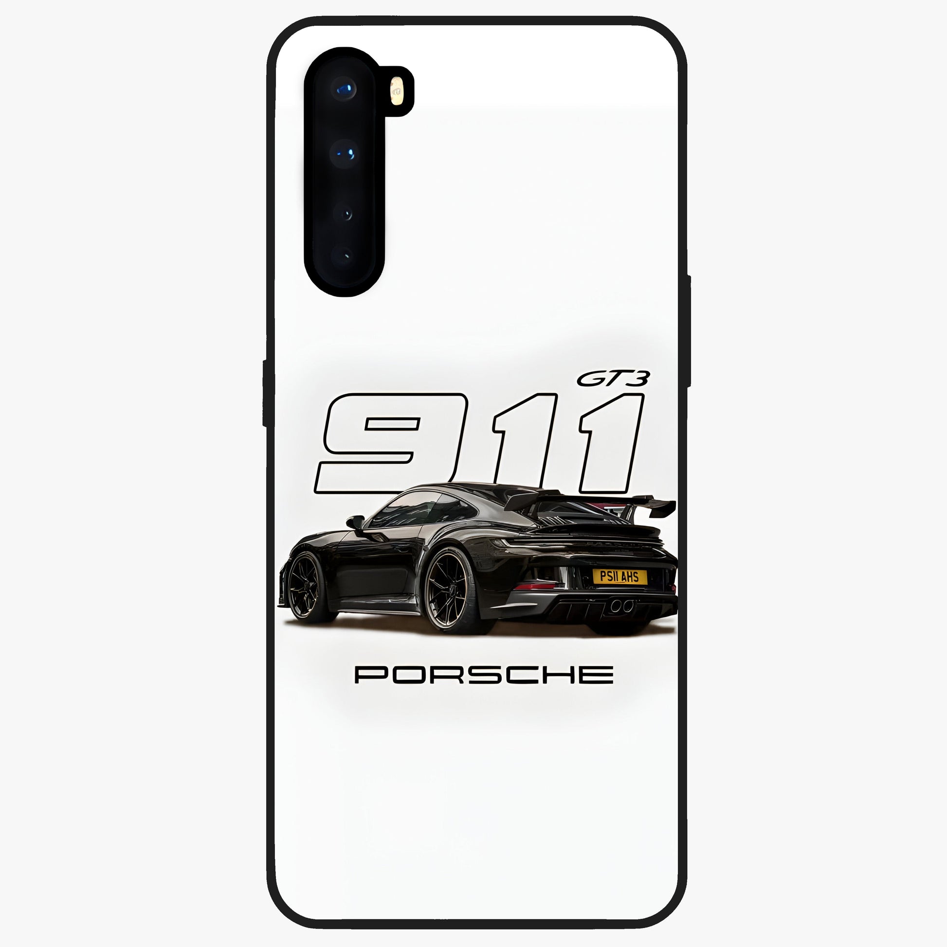 Turbo Legacy Icon Glass Case showing flat back view with iconic sports car inspired artwork and glossy glass finish.