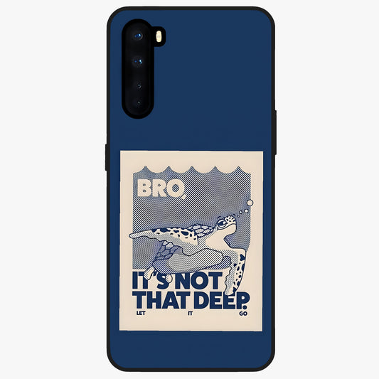 Worry Less Swim Glass Case showing flat back view with playful motivational artwork and glossy glass finish.