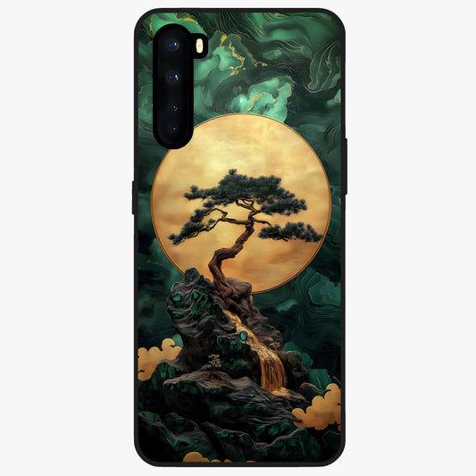 Zen Moon Rise Glass Case showing flat back view with calm moonrise artwork and glossy glass finish.